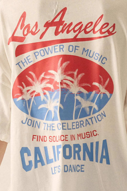 Los Angeles Music Distressed Oversize Graphic Tee