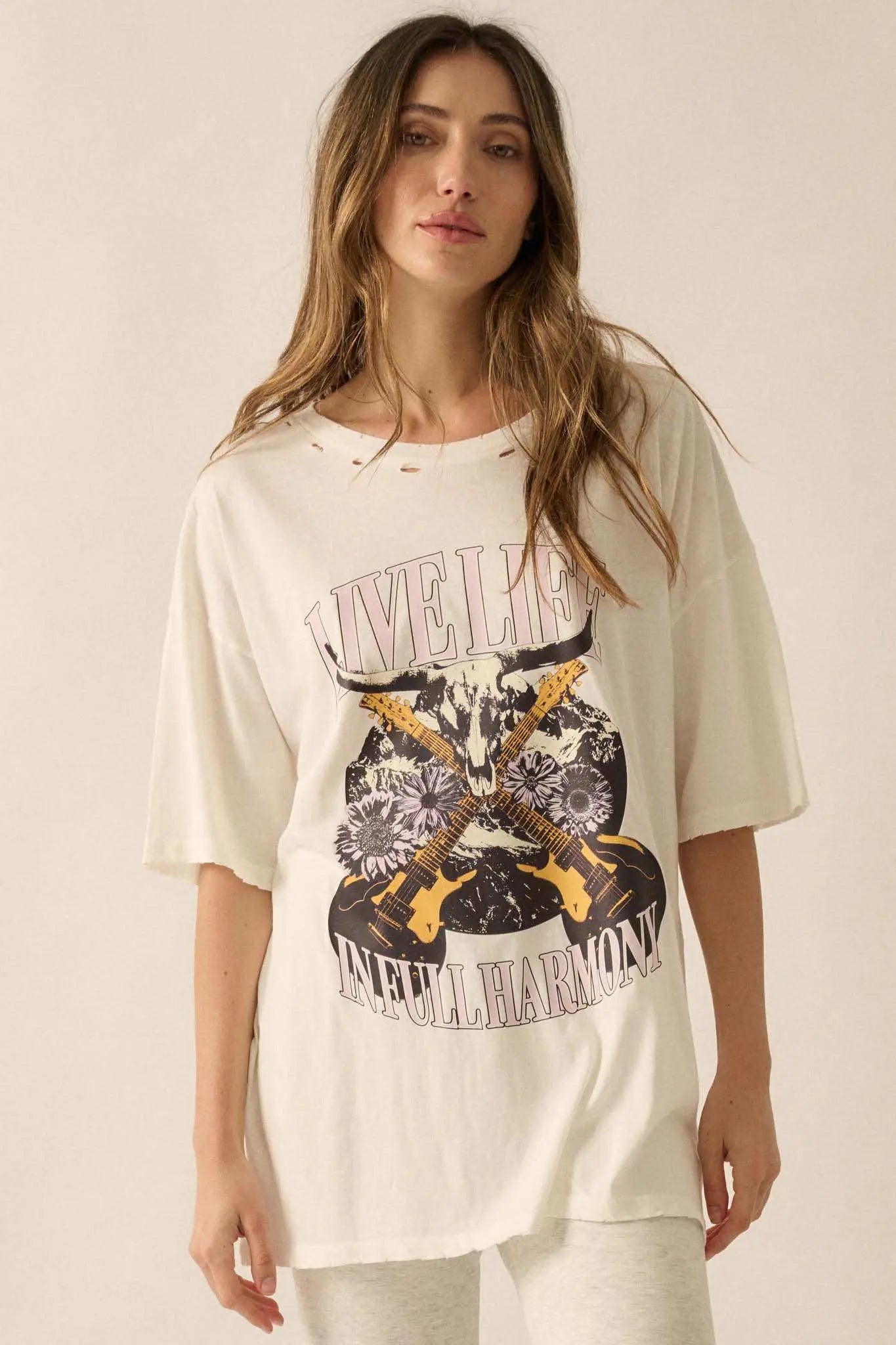 Full Harmony Distressed Rock & Roll Graphic Tee