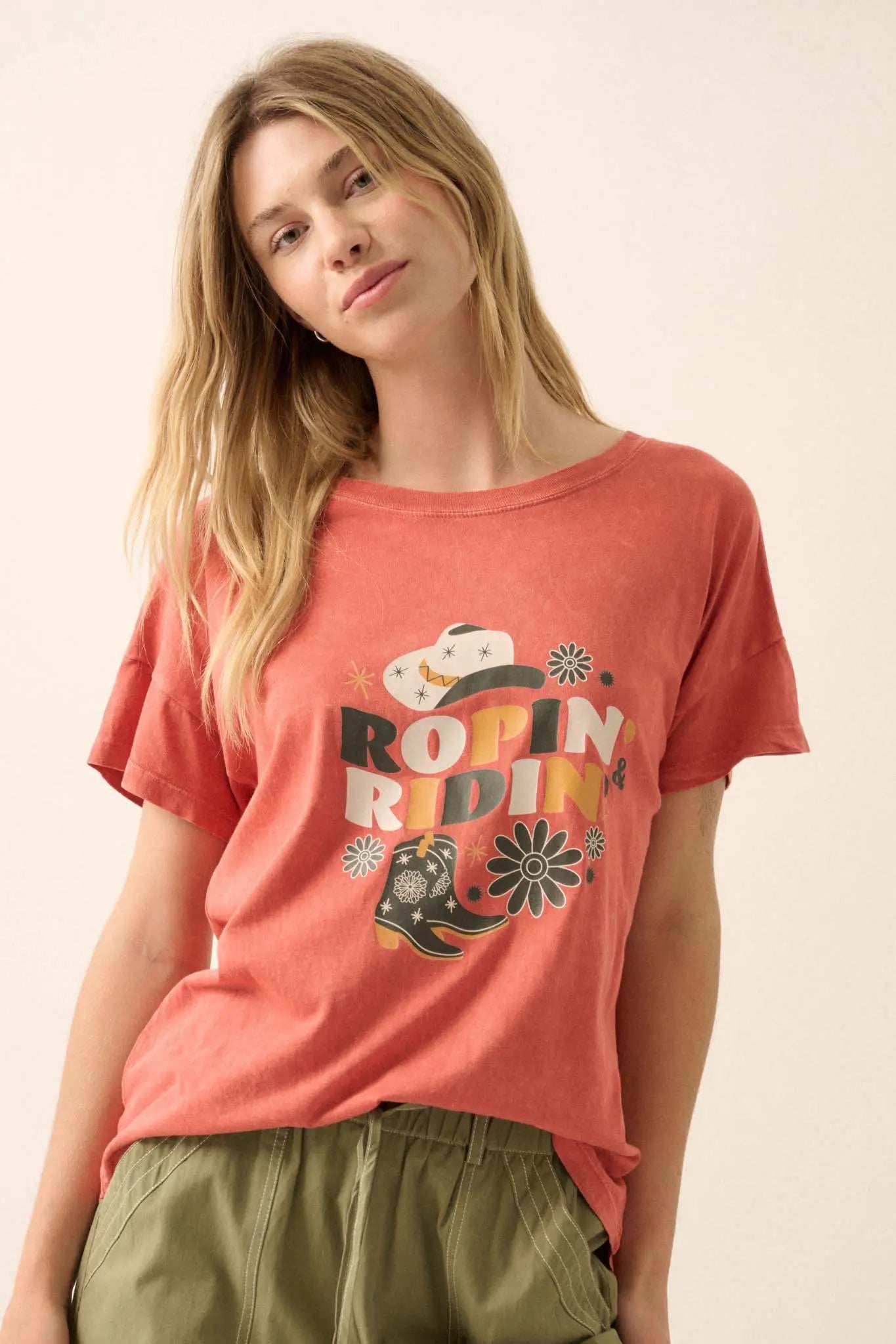 Ropin' & Ridin' Vintage-Wash Western Graphic Tee