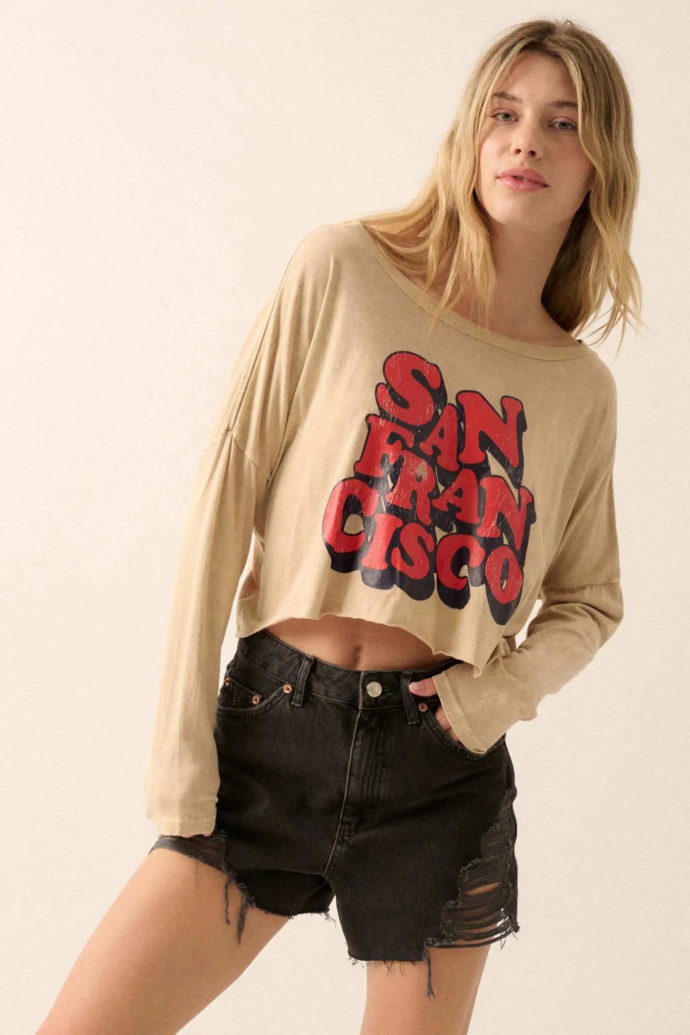 San Francisco Cropped Long-Sleeve Graphic Tee