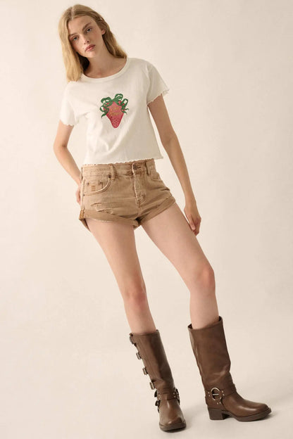 Magic Strawberry Cropped Graphic Baby Tee