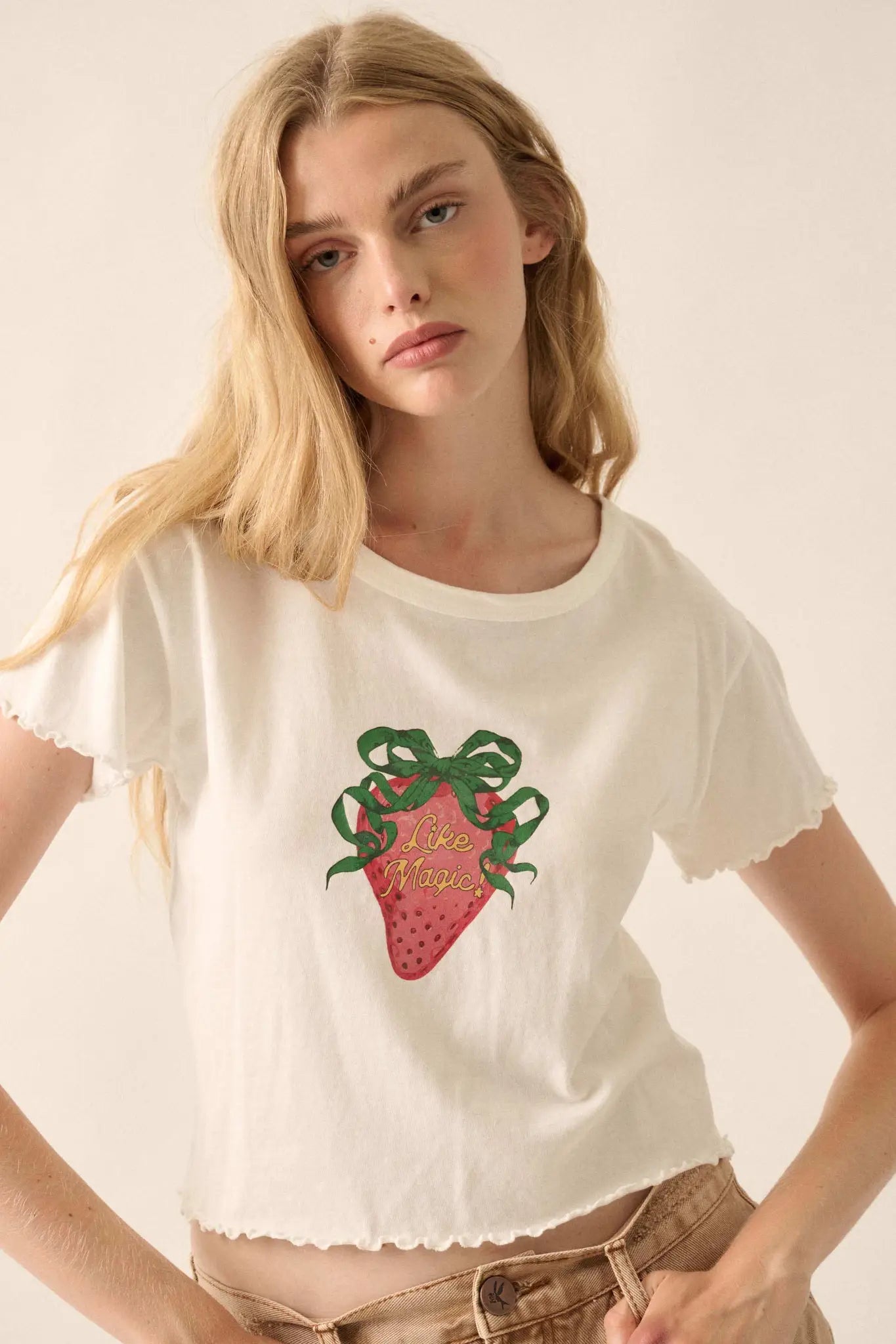 Magic Strawberry Cropped Graphic Baby Tee