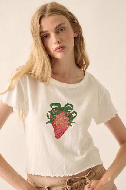 Magic Strawberry Cropped Graphic Baby Tee