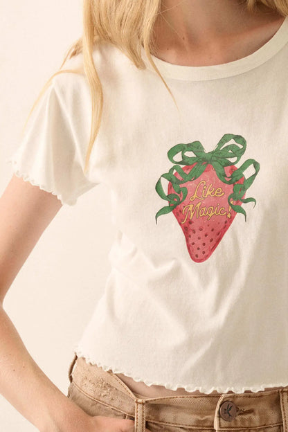 Magic Strawberry Cropped Graphic Baby Tee