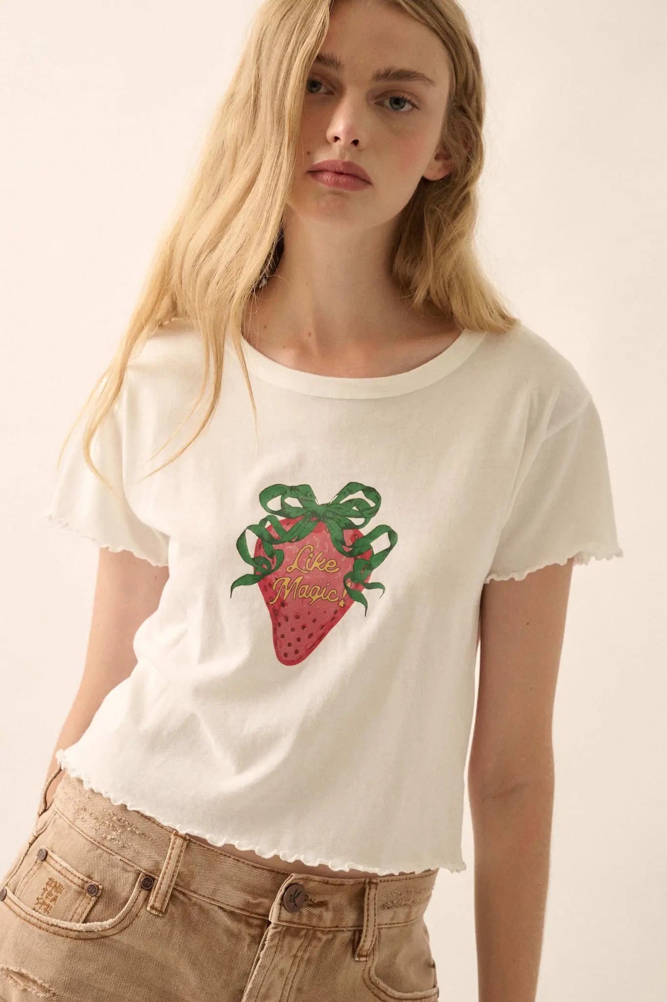 Magic Strawberry Cropped Graphic Baby Tee