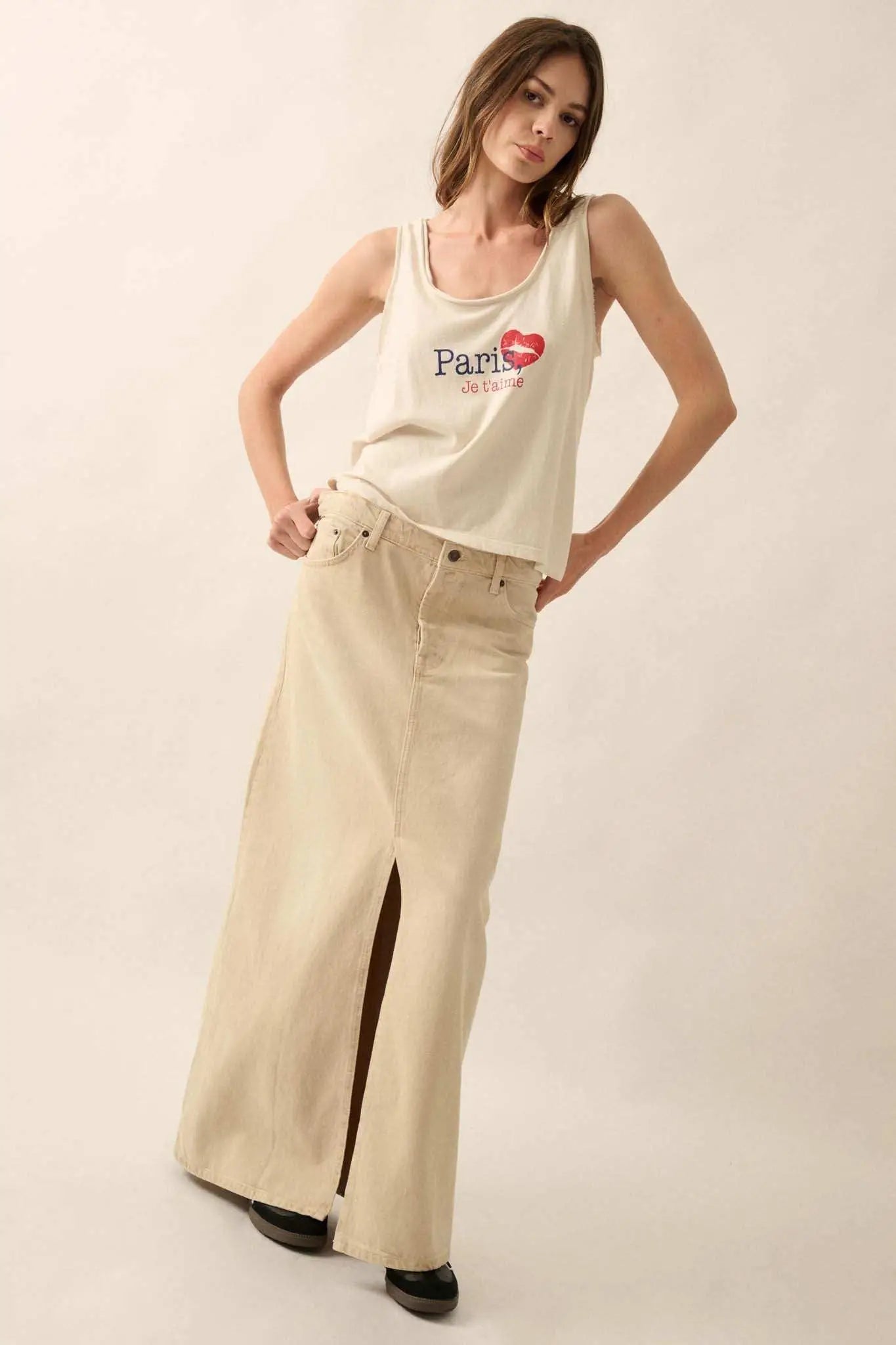 Paris Je T'aime Raw-Edge Graphic Tank top
