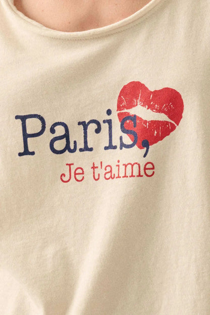 Paris Je T'aime Raw-Edge Graphic Tank top