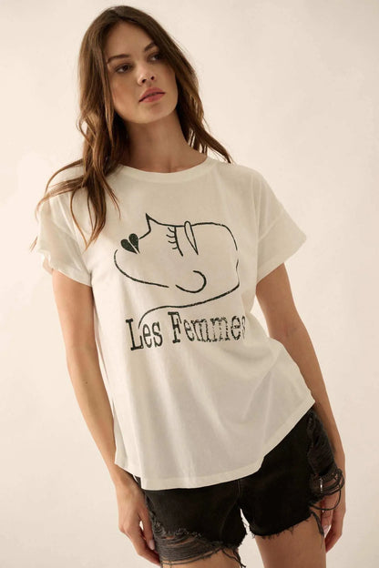 Les Femmes Vintage-Print Graphic Tee