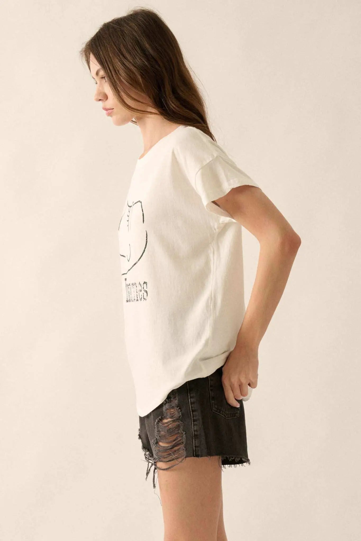 Les Femmes Vintage-Print Graphic Tee