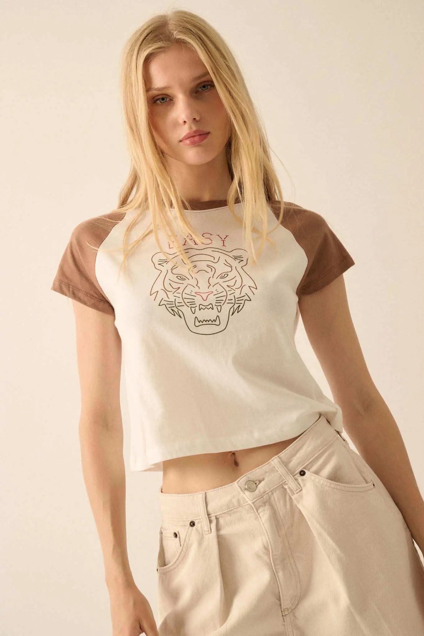 Easy Tiger Cropped Raglan Graphic Baby Tee
