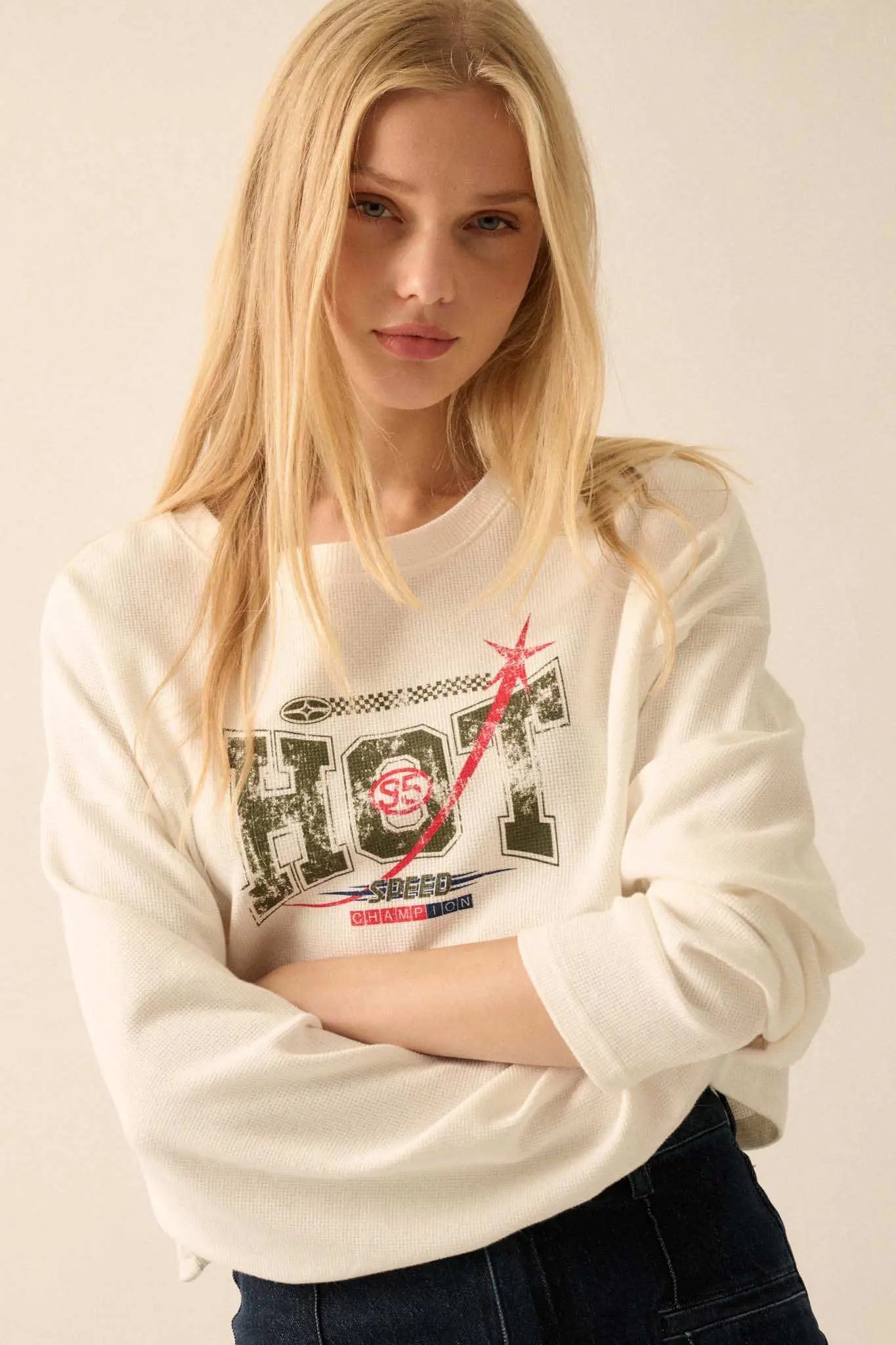 Hot 95 Racing Cropped Thermal Graphic Top