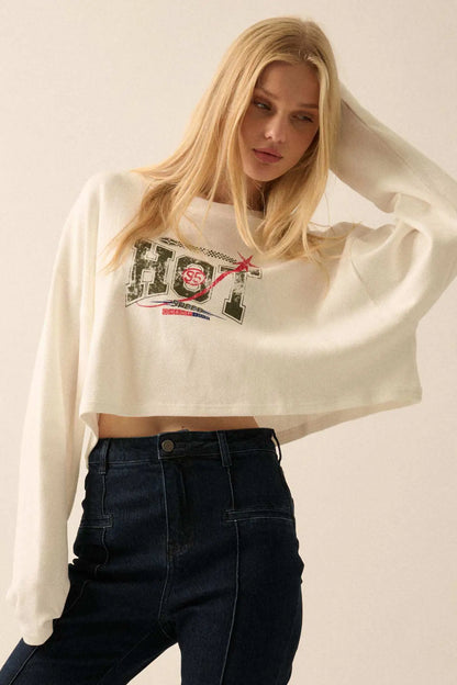 Hot 95 Racing Cropped Thermal Graphic Top