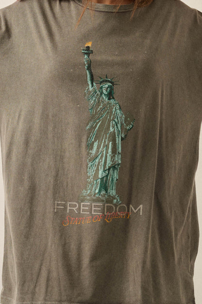 Lady Liberty Vintage-Wash Oversize Graphic Tee
