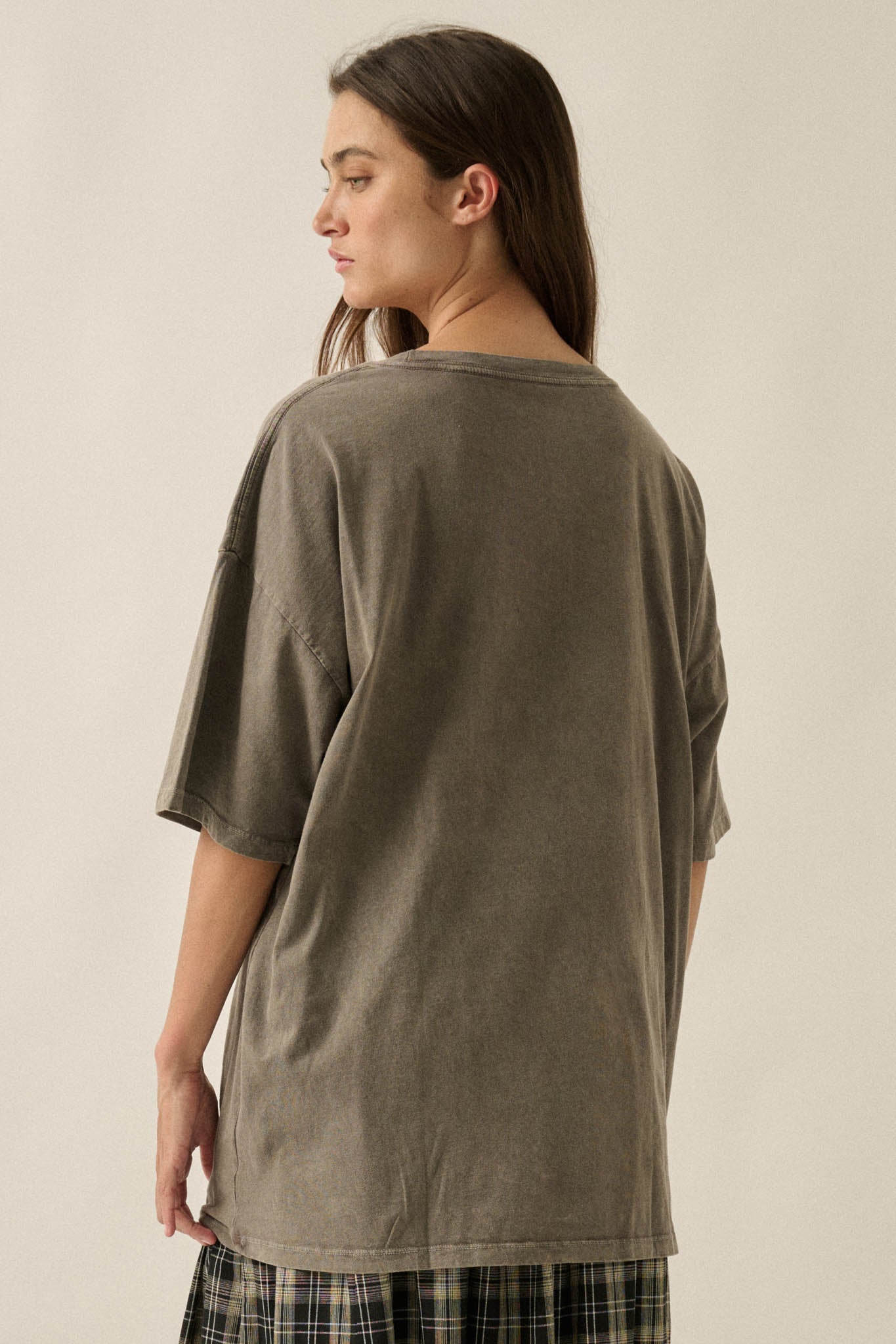 Lady Liberty Vintage-Wash Oversize Graphic Tee