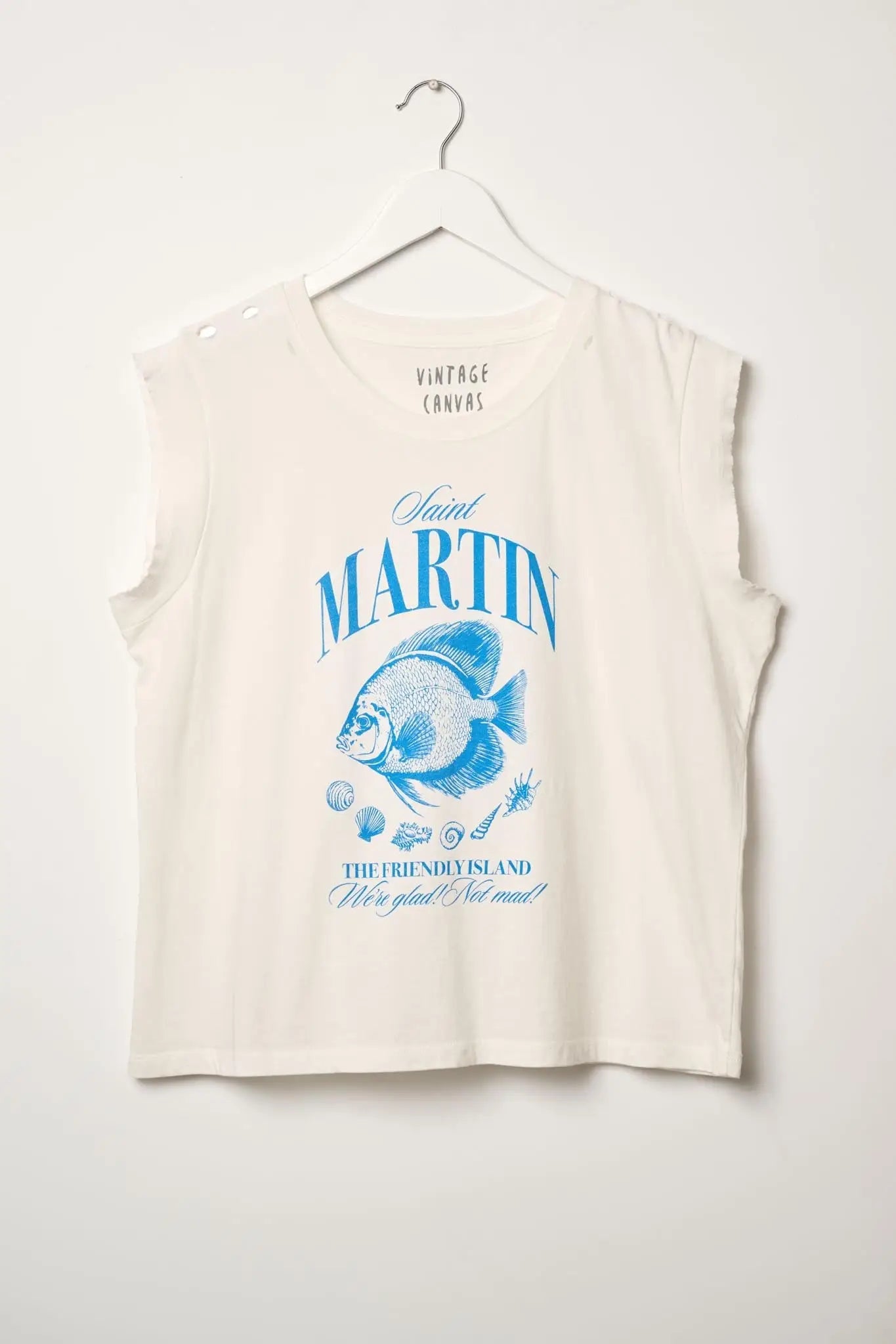 Saint Martin Distressed Sleeveless Graphic Tee