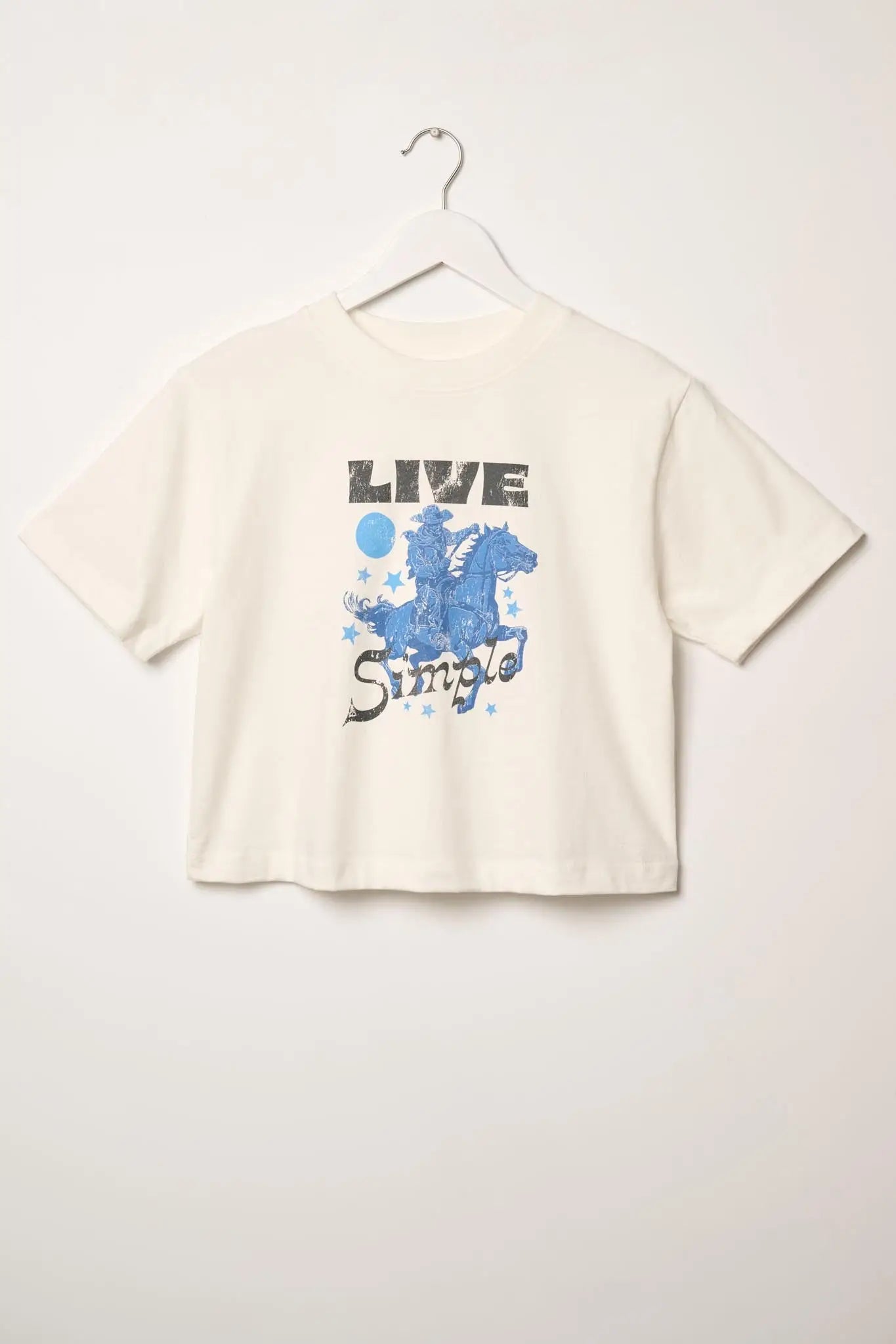 Live Simple Cropped Western Graphic Tee