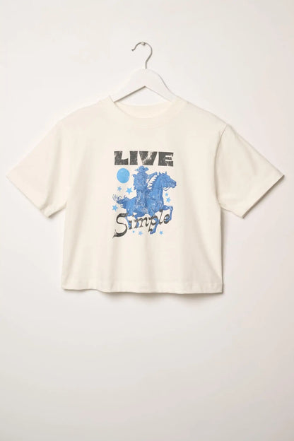 Live Simple Cropped Western Graphic Tee