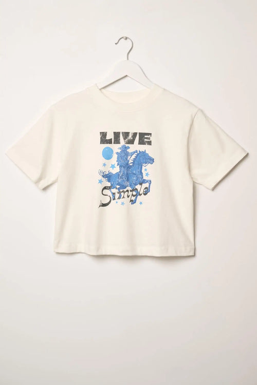 Live Simple Cropped Western Graphic Tee