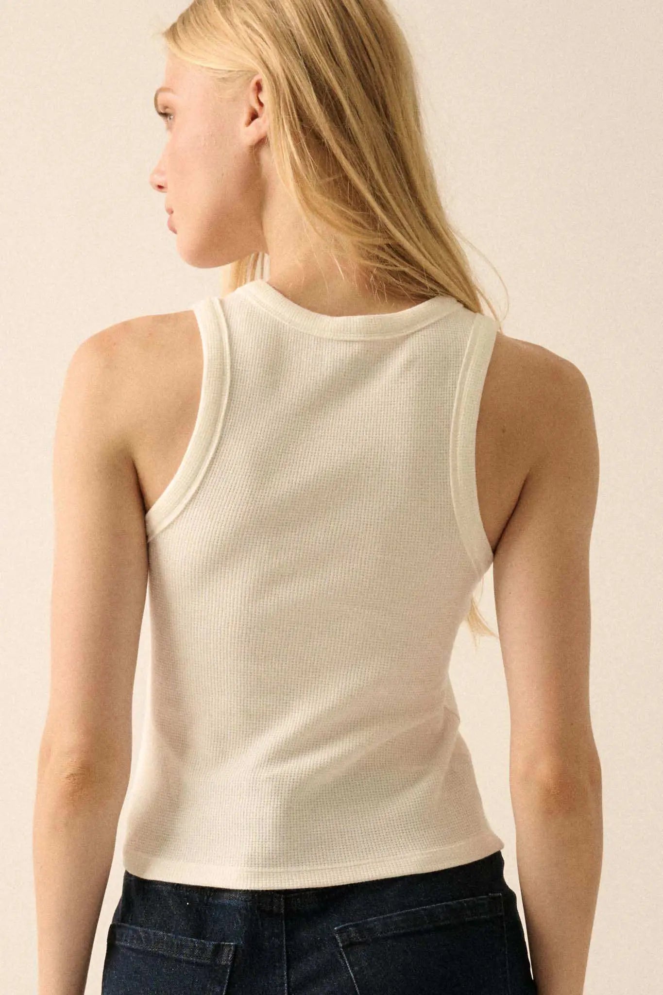 Lush Lips Crew-Neck Thermal Graphic Tank Top