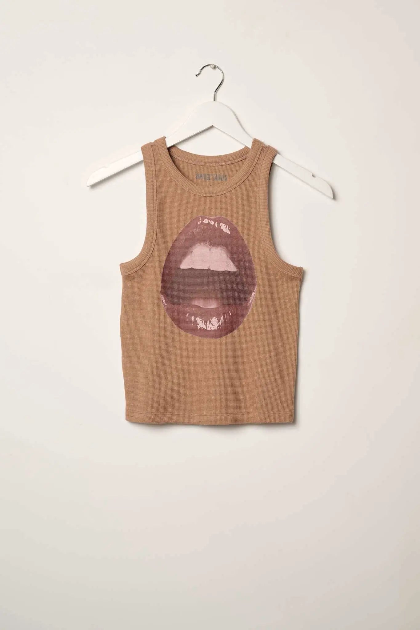 Lush Lips Crew-Neck Thermal Graphic Tank Top