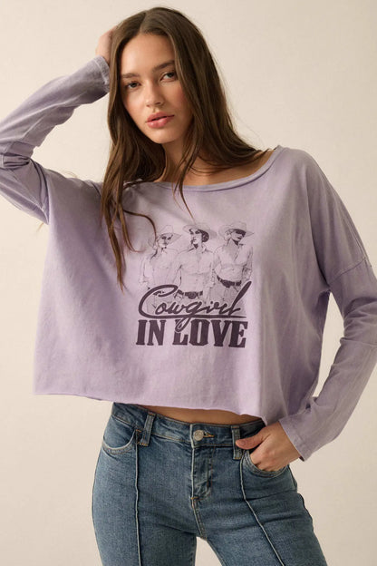 Cowgirl in Love Cropped Long-Sleeve Graphic Tee