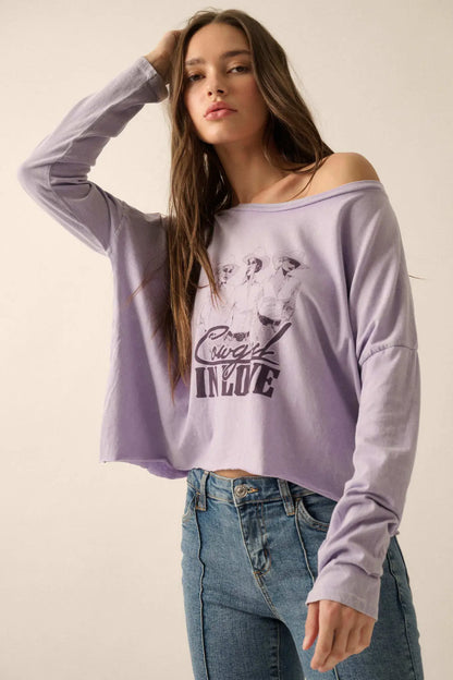 Cowgirl in Love Cropped Long-Sleeve Graphic Tee