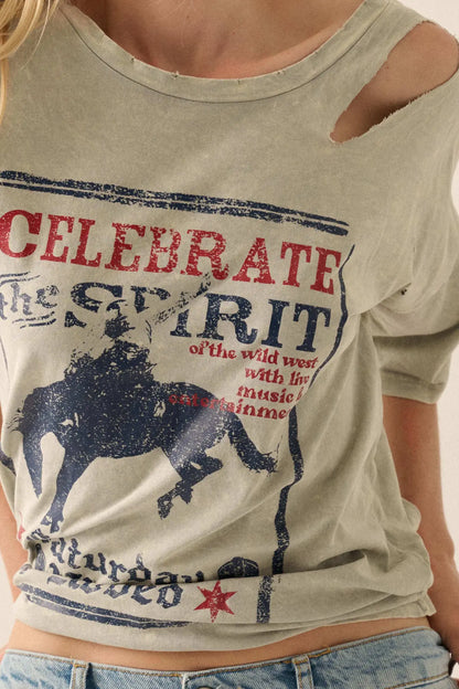 Celebrate the Spirit Slashed Western Graphic Tee