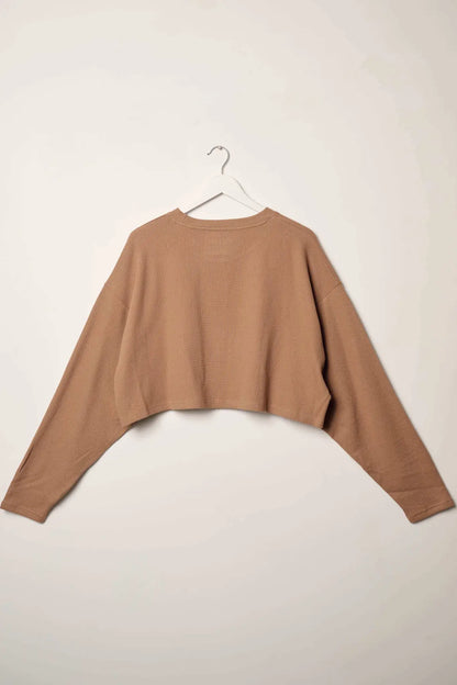 Saddle Up & Ride Cropped Thermal Graphic Top