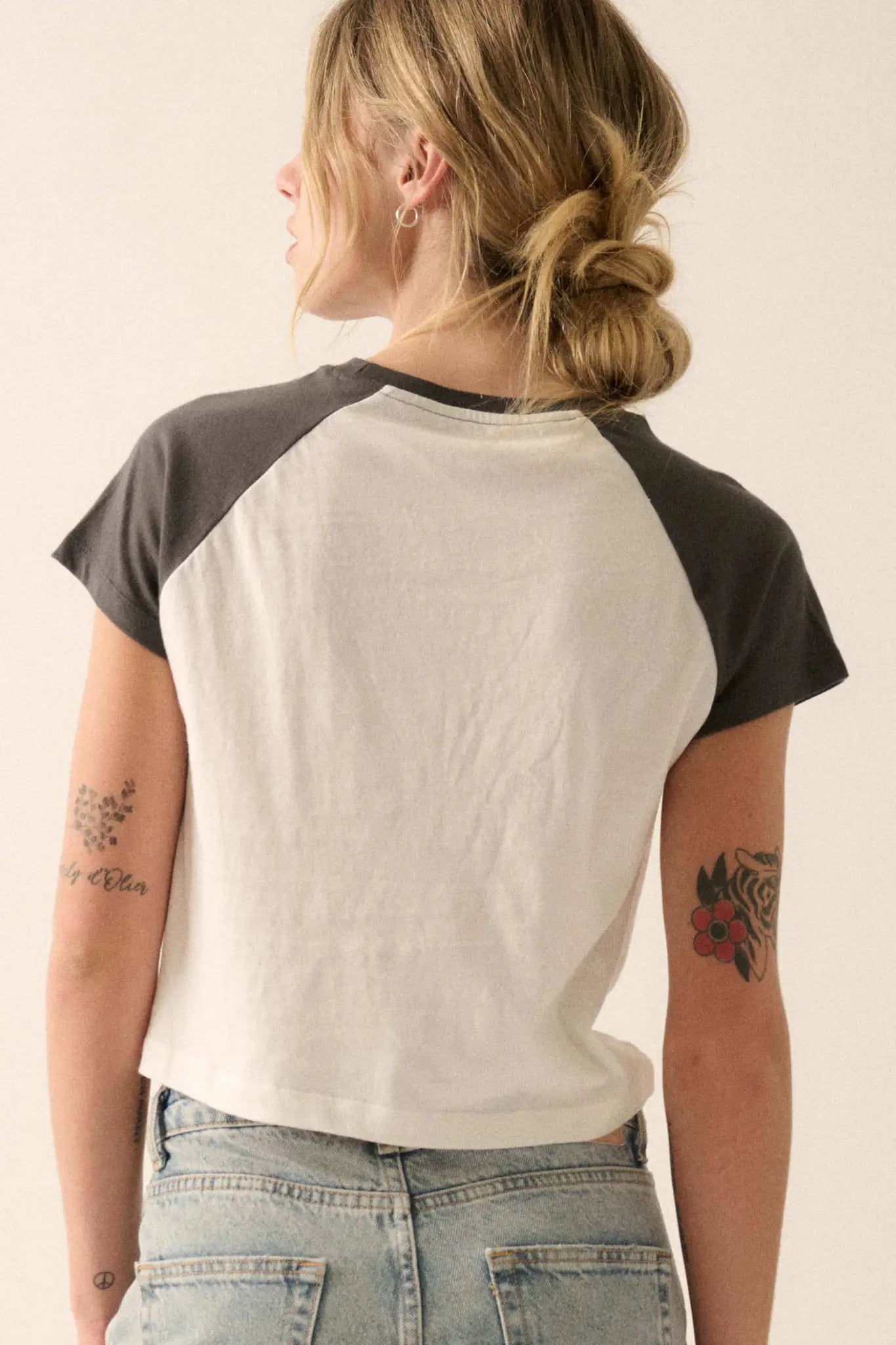 Lucky Clover Cropped Raglan Graphic Baby Tee