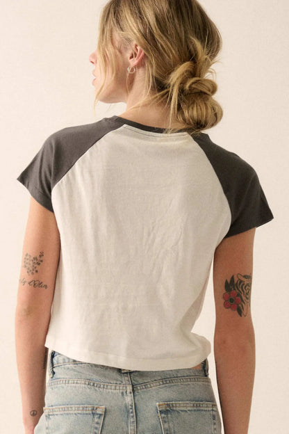 Lucky Clover Cropped Raglan Graphic Baby Tee