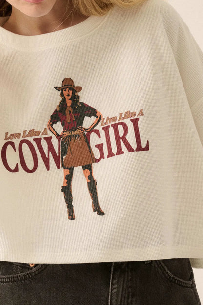 Cowgirl Life Cropped Thermal Graphic Top