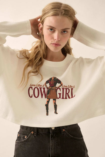 Cowgirl Life Cropped Thermal Graphic Top