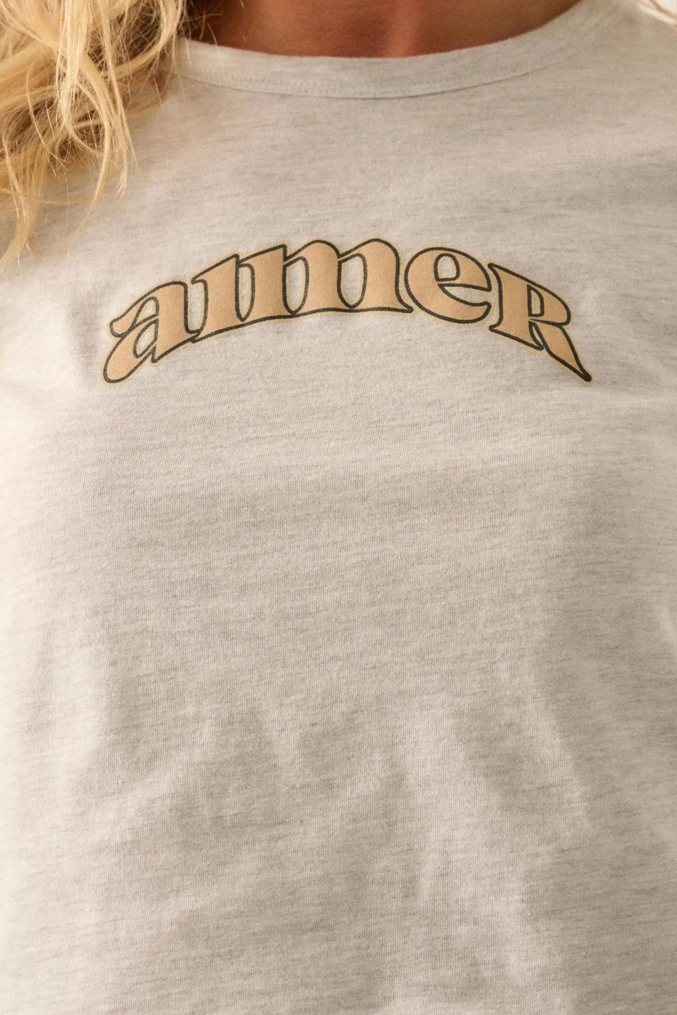 Aimer Heathered Lettuce-Edge Graphic Baby Tee