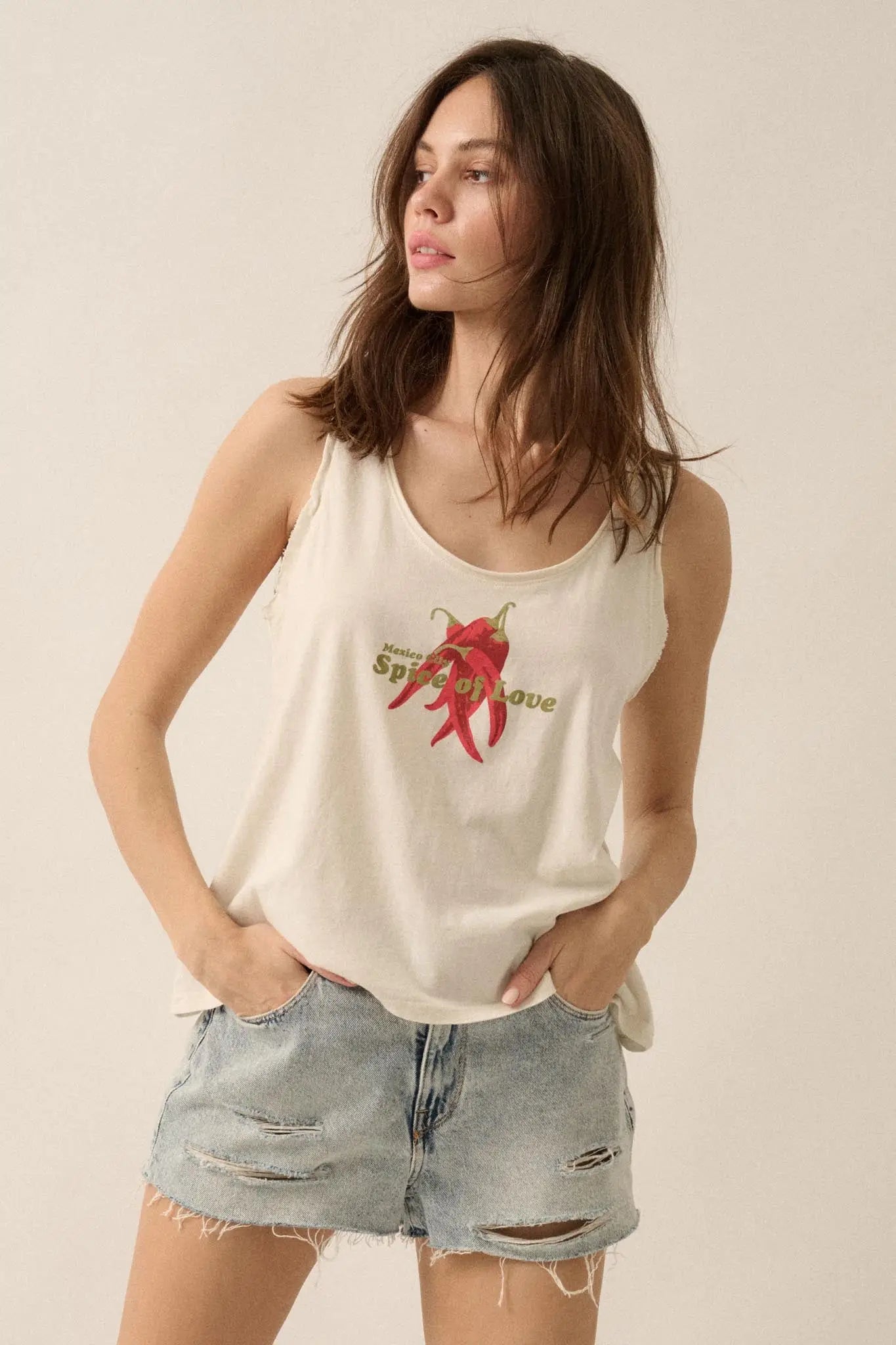 Mexico City Spice of Love Raw-Edge Graphic Tank Top