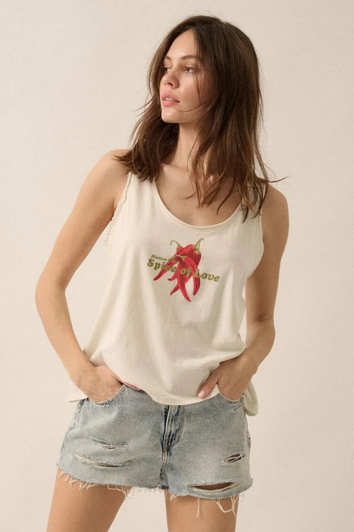 Mexico City Spice of Love Raw-Edge Graphic Tank Top