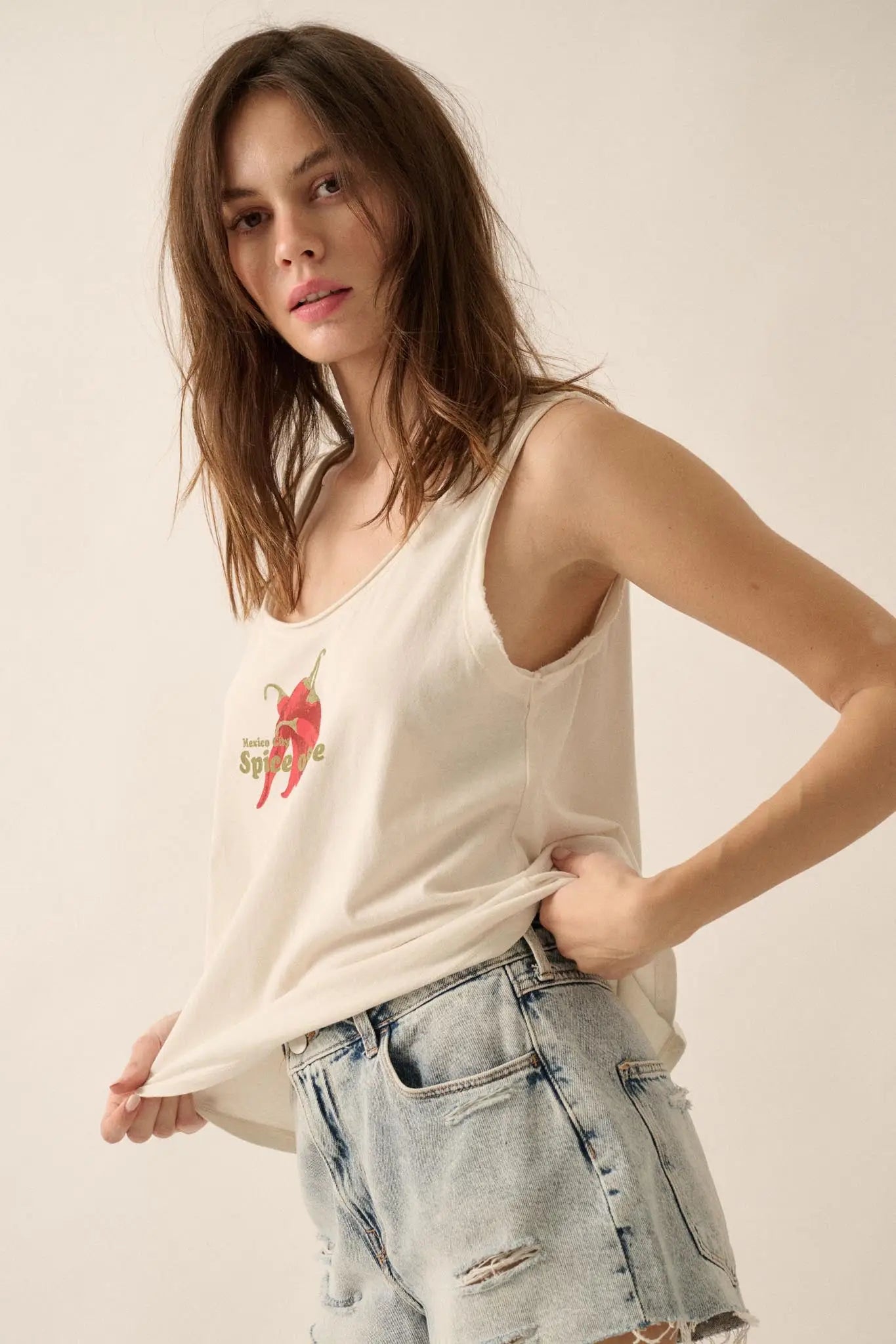 Mexico City Spice of Love Raw-Edge Graphic Tank Top