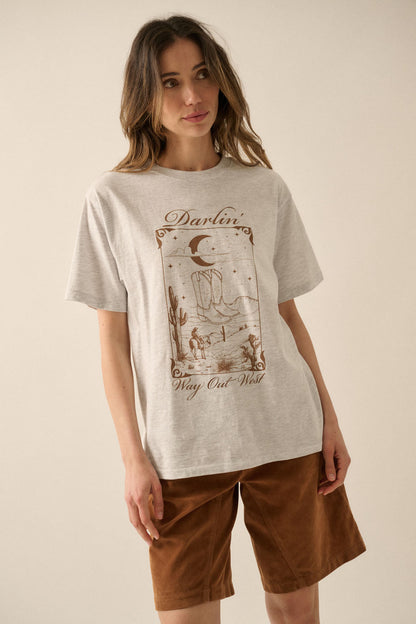 Darlin' Way Out West Heather Western Graphic Tee