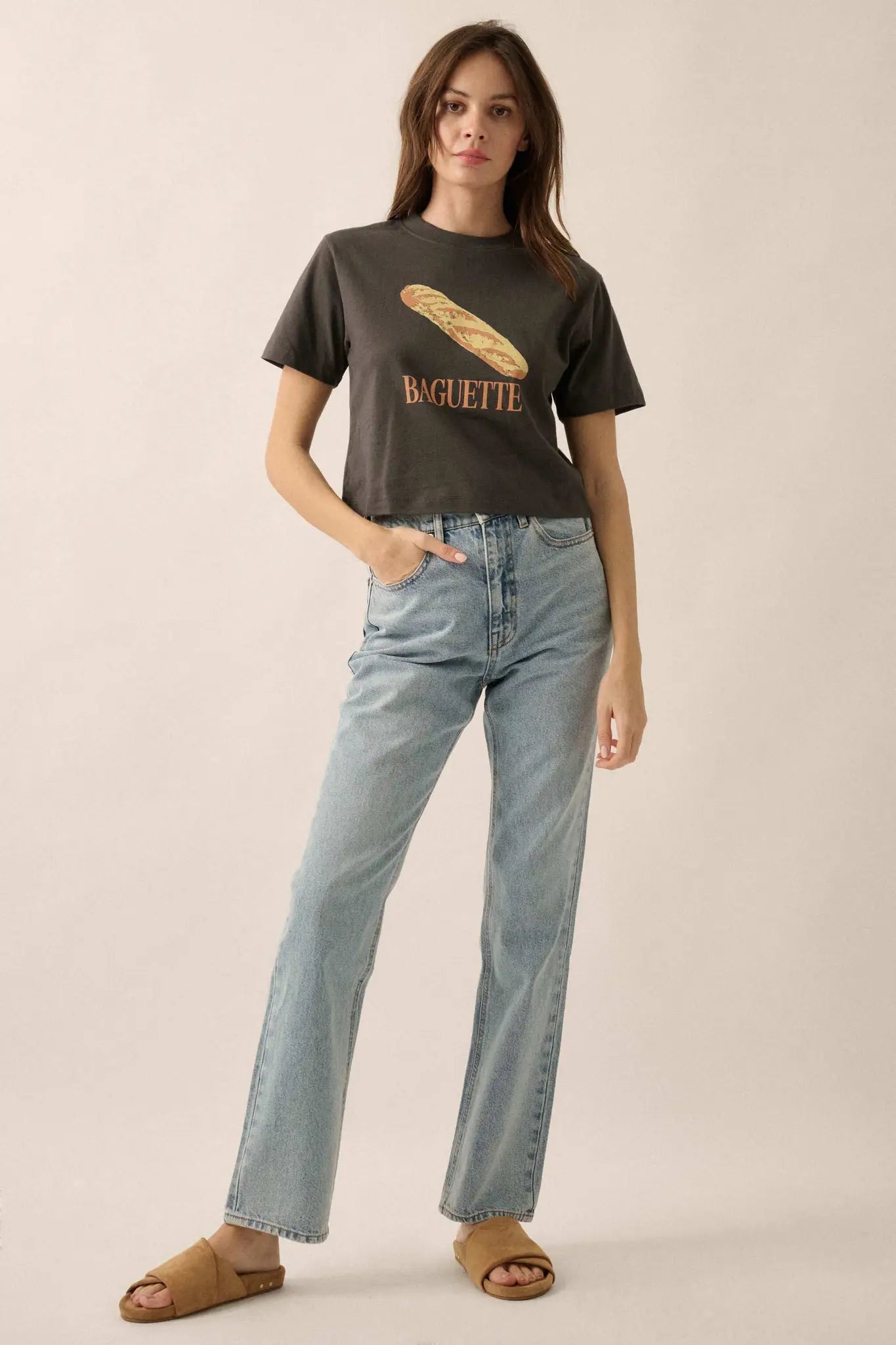 French Baguette Garment Dyed Cropped Graphic Tee