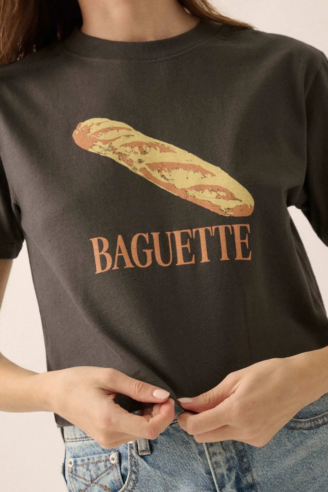 French Baguette Garment Dyed Cropped Graphic Tee