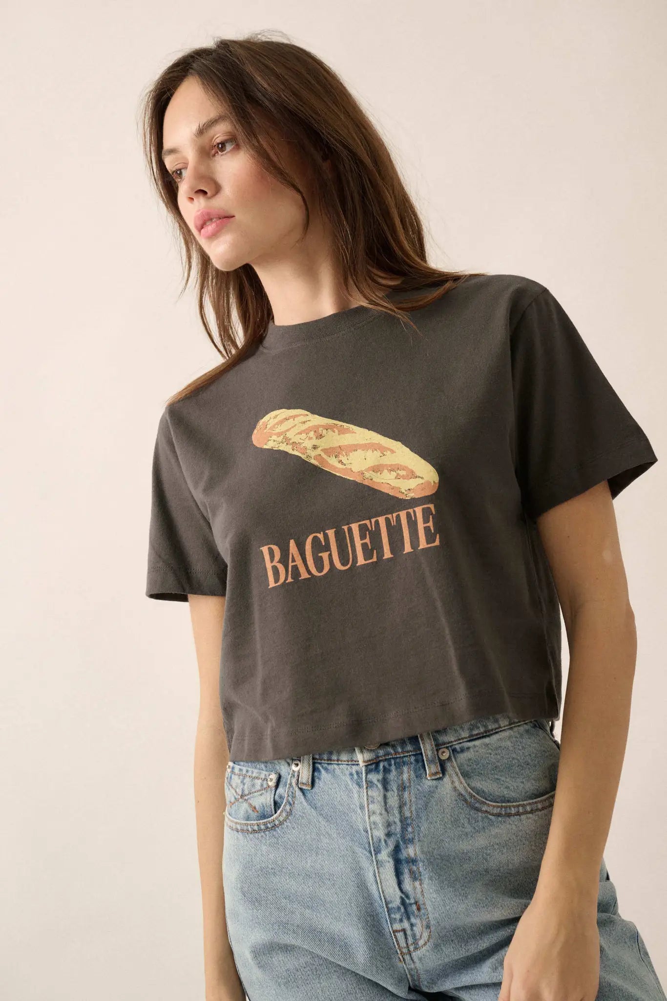 French Baguette Garment Dyed Cropped Graphic Tee