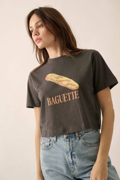 French Baguette Garment Dyed Cropped Graphic Tee