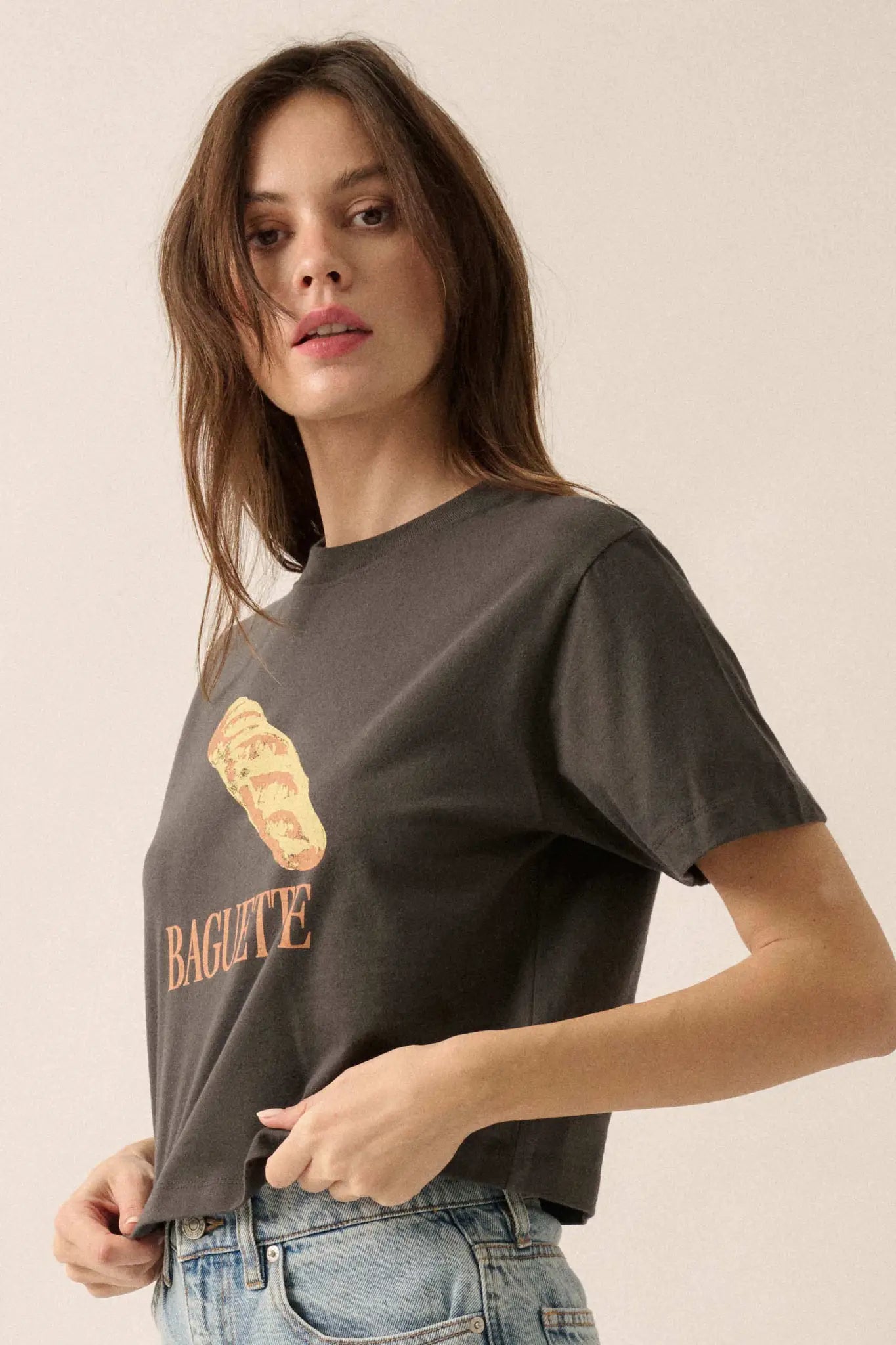 French Baguette Garment Dyed Cropped Graphic Tee