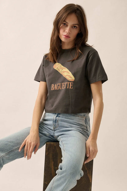 French Baguette Garment Dyed Cropped Graphic Tee