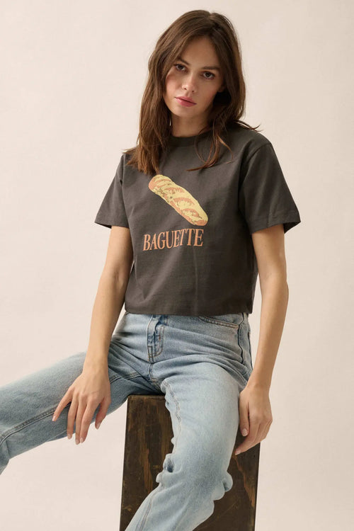 French Baguette Garment Dyed Cropped Graphic Tee