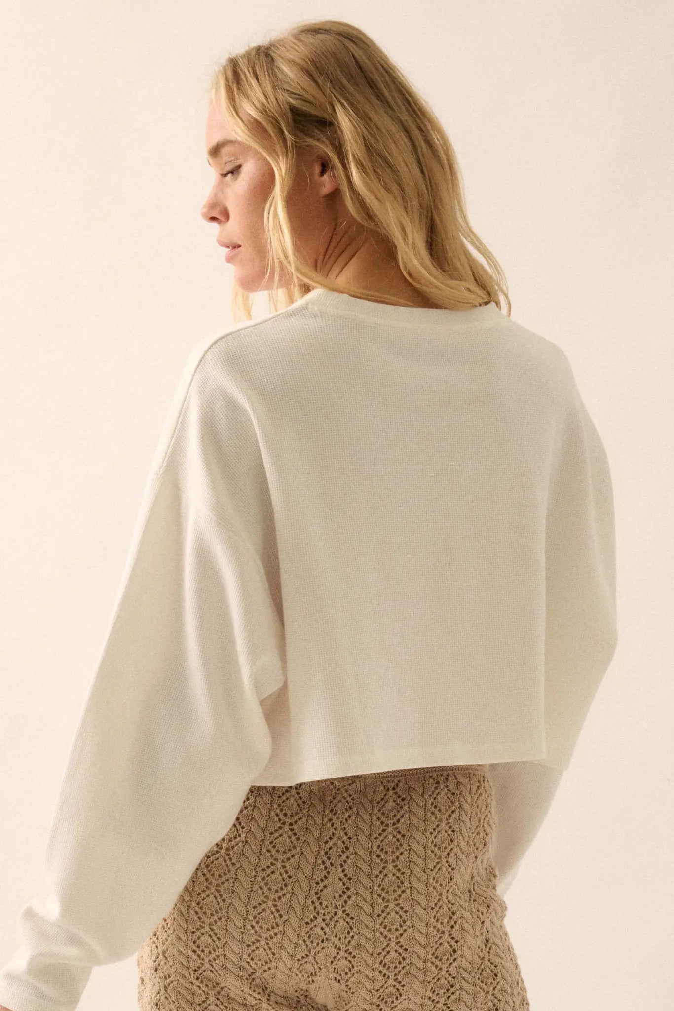 Bon Appetit Baguette Cropped Thermal Graphic Top