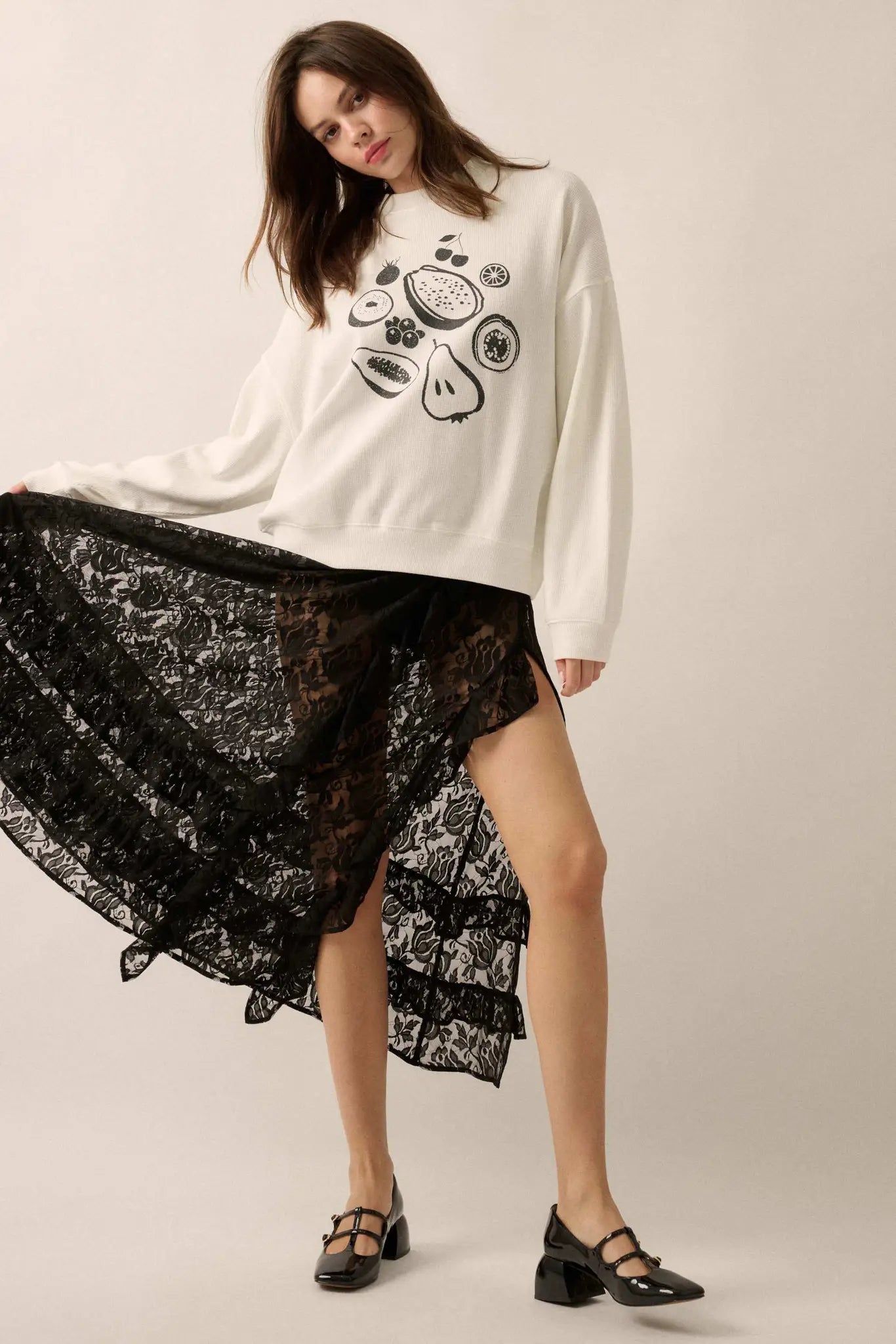 Fab Fruit Oversize Thermal Graphic Top