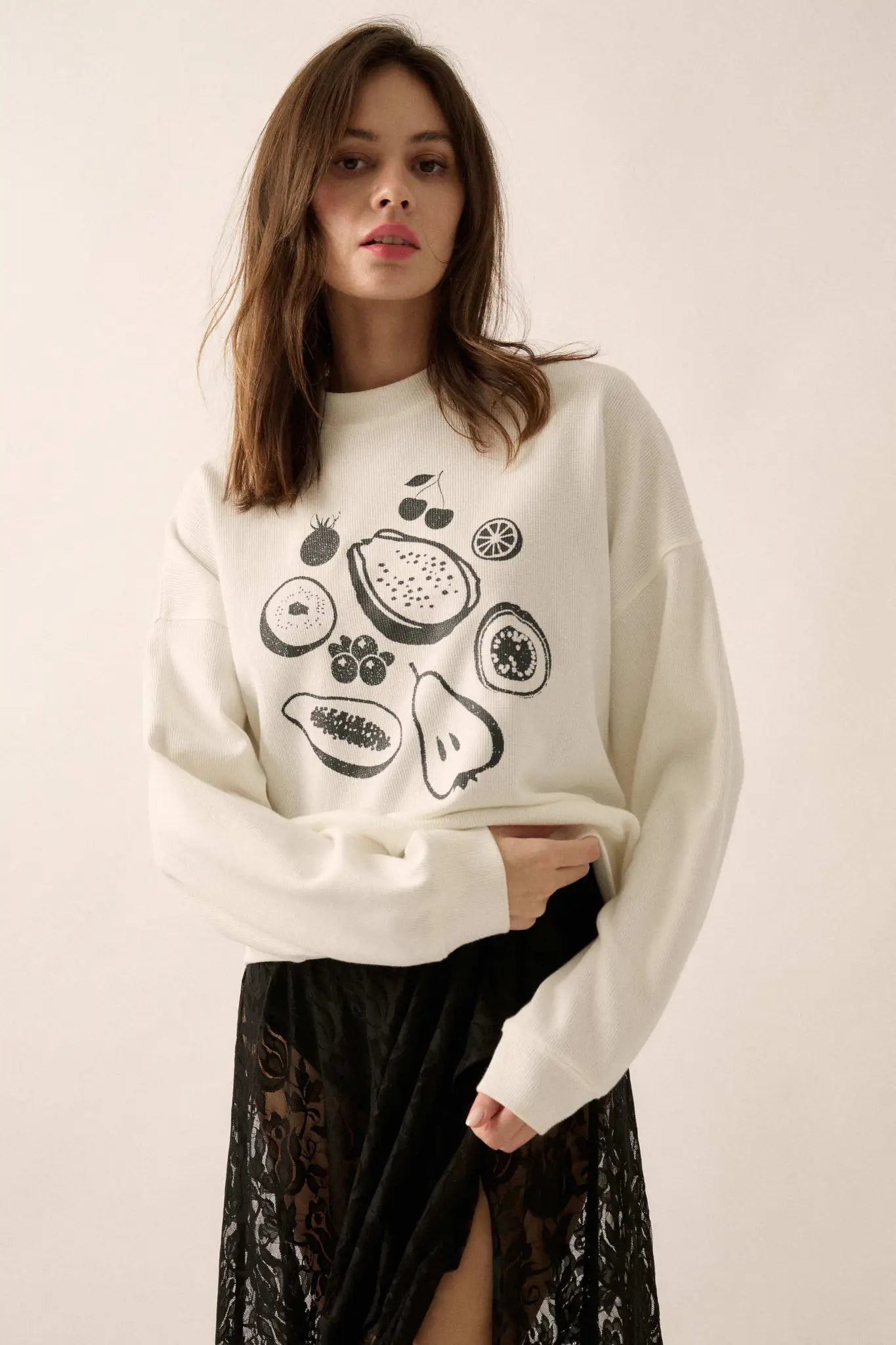 Fab Fruit Oversize Thermal Graphic Top