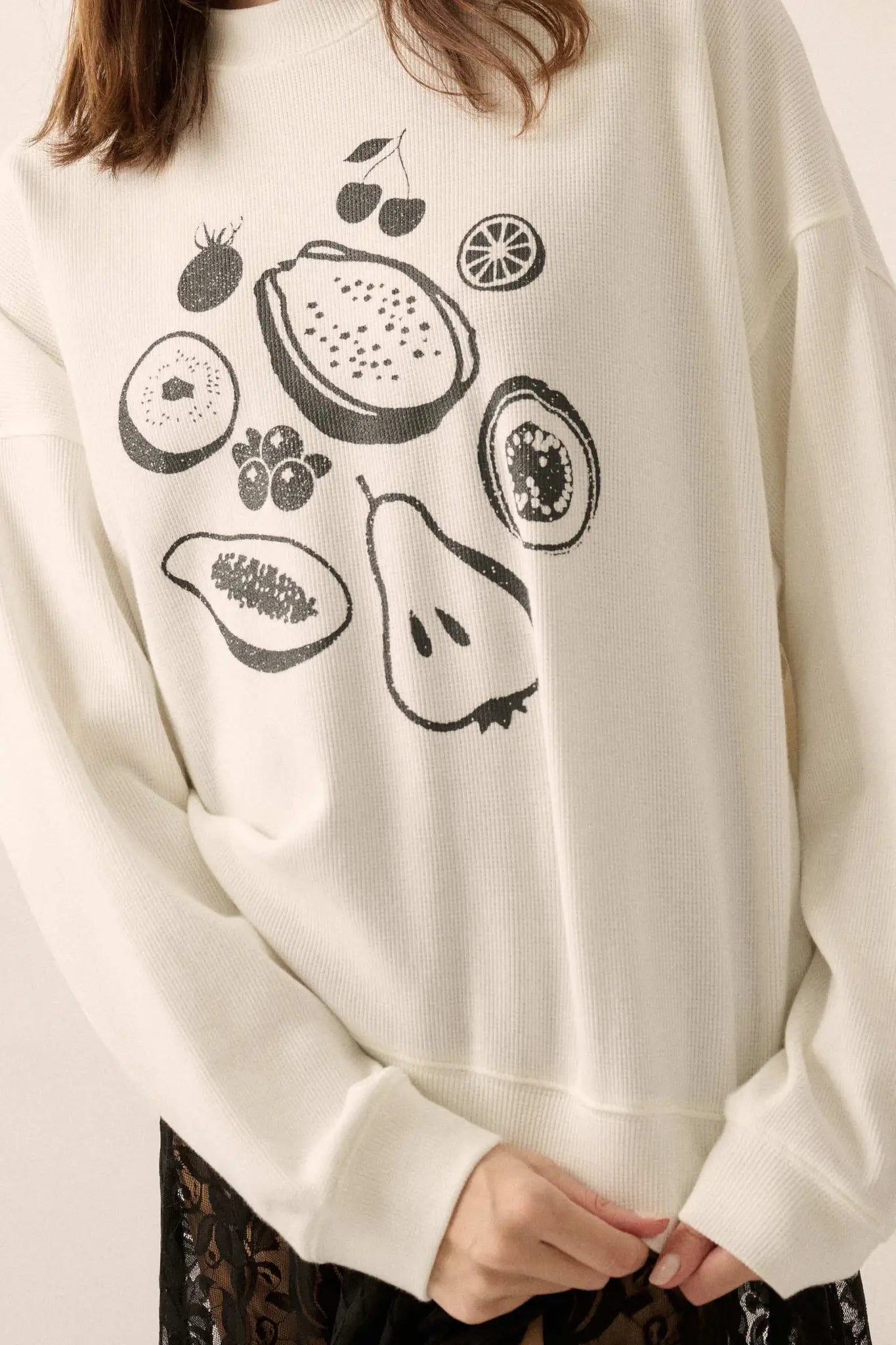 Fab Fruit Oversize Thermal Graphic Top