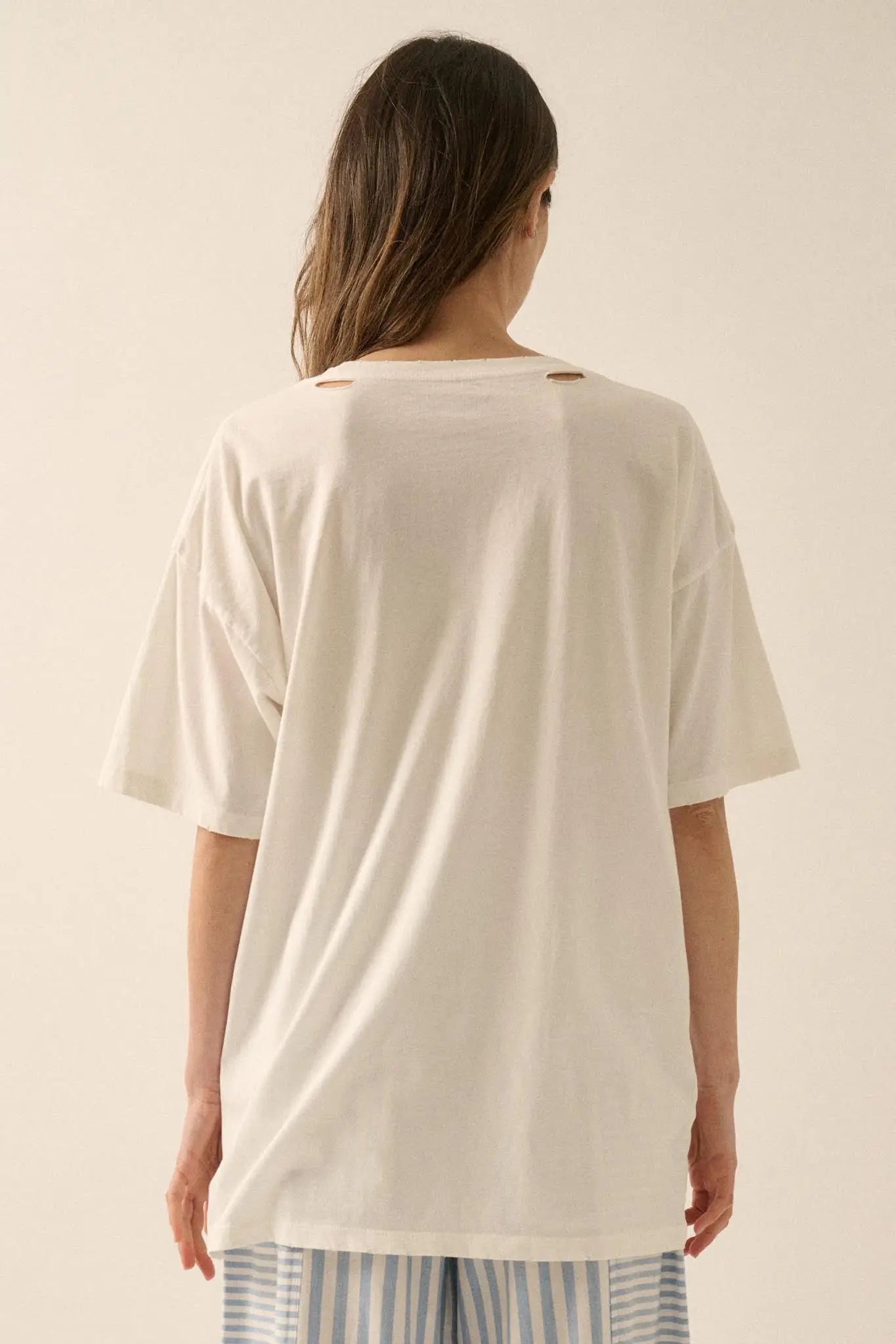 Los Angeles Rose Distressed Oversize Graphic Tee