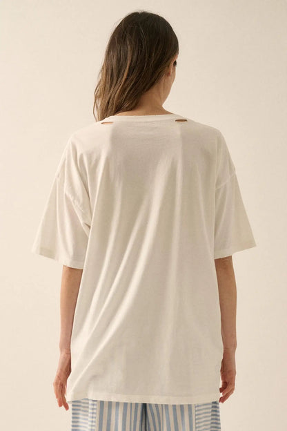 Los Angeles Rose Distressed Oversize Graphic Tee